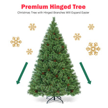 Load image into Gallery viewer, Gymax 6FT Pre-lit Flowering Artificial Green Hinged Christmas Tree PVC Pine Tree