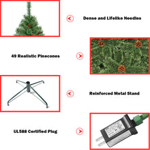 Load image into Gallery viewer, Gymax 6FT Pre-lit Flowering Artificial Green Hinged Christmas Tree PVC Pine Tree