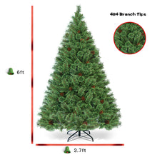 Load image into Gallery viewer, Gymax 6FT Pre-lit Flowering Artificial Green Hinged Christmas Tree PVC Pine Tree