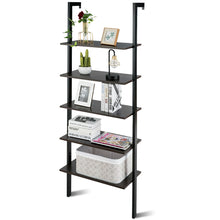 Load image into Gallery viewer, Gymax 5-Tier Ladder Shelf Wood Wall Mounted Bookshelf W/Metal Frame Display Shelf