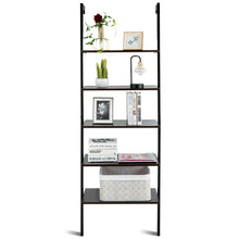 Load image into Gallery viewer, Gymax 5-Tier Ladder Shelf Wood Wall Mounted Bookshelf W/Metal Frame Display Shelf