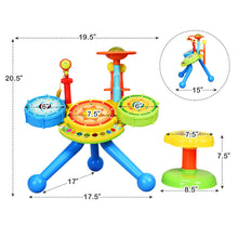 Load image into Gallery viewer, Gymax Kids Electric Jazz Drum Set Musical Instrument with Stool Microphone & LED Light