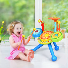 Load image into Gallery viewer, Gymax Kids Electric Jazz Drum Set Musical Instrument with Stool Microphone & LED Light