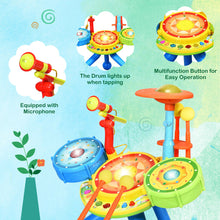 Load image into Gallery viewer, Gymax Kids Electric Jazz Drum Set Musical Instrument with Stool Microphone & LED Light
