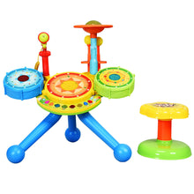 Load image into Gallery viewer, Gymax Kids Electric Jazz Drum Set Musical Instrument with Stool Microphone & LED Light