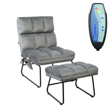 Load image into Gallery viewer, Gymax Electric Massage Chair Vibrating Velvet Sofa w/Ottoman and Remote Control Gray