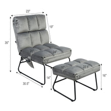 Load image into Gallery viewer, Gymax Electric Massage Chair Vibrating Velvet Sofa w/Ottoman and Remote Control Gray