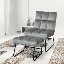 Load image into Gallery viewer, Gymax Electric Massage Chair Vibrating Velvet Sofa w/Ottoman and Remote Control Gray