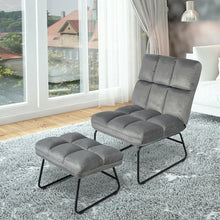 Load image into Gallery viewer, Gymax Electric Massage Chair Vibrating Velvet Sofa w/Ottoman and Remote Control Gray