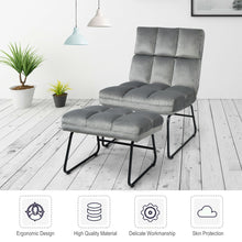 Load image into Gallery viewer, Gymax Electric Massage Chair Vibrating Velvet Sofa w/Ottoman and Remote Control Gray
