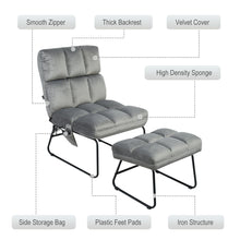 Load image into Gallery viewer, Gymax Electric Massage Chair Vibrating Velvet Sofa w/Ottoman and Remote Control Gray