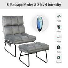 Load image into Gallery viewer, Gymax Electric Massage Chair Vibrating Velvet Sofa w/Ottoman and Remote Control Gray