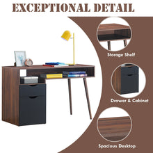Load image into Gallery viewer, Gymax Computer Desk PC Writing Table Study Workstation Drawer & Cabinet With Wood Legs
