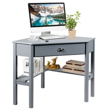 Load image into Gallery viewer, Gymax Corner Computer Desk Laptop Writing Table Workstation W/ Drawer & Shelves Brown/White/Gray