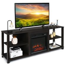 Load image into Gallery viewer, Gymax 2-Tier TV Stand &Electric Fireplace Heater Storage Cabinet Console For 65'' TV