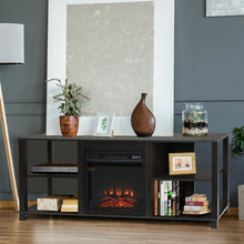 Load image into Gallery viewer, Gymax 2-Tier TV Stand &Electric Fireplace Heater Storage Cabinet Console For 65'' TV
