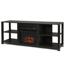 Load image into Gallery viewer, Gymax 2-Tier TV Stand &Electric Fireplace Heater Storage Cabinet Console For 65'' TV