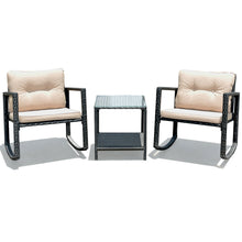 Load image into Gallery viewer, Gymax Set of 3 Rattan Rocking Chair Cushioned Sofa Unit Garden Patio Furniture