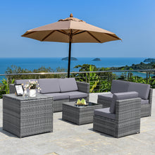 Load image into Gallery viewer, Gymax Set of 8 Gray Rattan Wicker Sofa & Table Outdoor Cushioned Sectional Patio Furniture