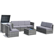 Load image into Gallery viewer, Gymax Set of 8 Gray Rattan Wicker Sofa & Table Outdoor Cushioned Sectional Patio Furniture