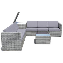 Load image into Gallery viewer, Gymax Set of 8 Gray Rattan Wicker Sofa & Table Outdoor Cushioned Sectional Patio Furniture