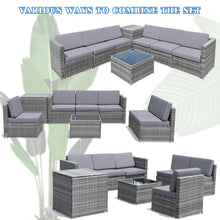 Load image into Gallery viewer, Gymax Set of 8 Gray Rattan Wicker Sofa & Table Outdoor Cushioned Sectional Patio Furniture