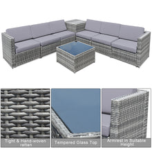 Load image into Gallery viewer, Gymax Set of 8 Gray Rattan Wicker Sofa & Table Outdoor Cushioned Sectional Patio Furniture