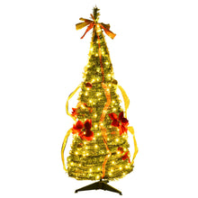 Load image into Gallery viewer, Gymax 4' Christmas Spruce Pre-lit Poinsettia Tree Decorated Pop-Up Artificial Christmas Tree