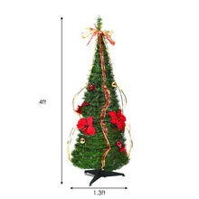 Load image into Gallery viewer, Gymax 4' Christmas Spruce Pre-lit Poinsettia Tree Decorated Pop-Up Artificial Christmas Tree