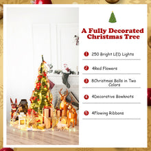 Load image into Gallery viewer, Gymax 4' Christmas Spruce Pre-lit Poinsettia Tree Decorated Pop-Up Artificial Christmas Tree
