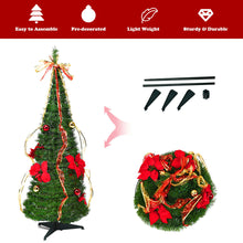 Load image into Gallery viewer, Gymax 4' Christmas Spruce Pre-lit Poinsettia Tree Decorated Pop-Up Artificial Christmas Tree