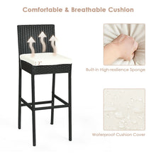 Load image into Gallery viewer, Gymax Set of 7pcs Rattan Wicker Bar Set Patio Dining Furniture w/ Wood Table Top 6 Stools