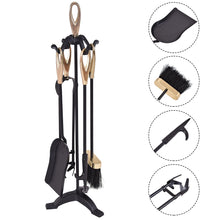 Load image into Gallery viewer, Gymax 5 PCS Hearth Tool Fireplace Set Fire Tools Set Black Brass Home