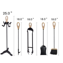 Load image into Gallery viewer, Gymax 5 PCS Hearth Tool Fireplace Set Fire Tools Set Black Brass Home