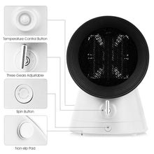 Load image into Gallery viewer, Gymax 1500W Portable PTC Ceramic Space Heater Mini Electric Desktop Heating Fan White