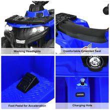 Load image into Gallery viewer, Gymax 6V Battery Powered Kids Ride On ATV 4-Wheeler Quad w/ MP3 & LED Headlight Blue