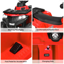 Load image into Gallery viewer, Gymax 6V Battery Powered Kids Ride On ATV 4-Wheeler Quad w/ MP3 & LED Headlight Red