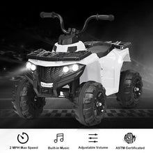 Load image into Gallery viewer, Gymax 6V Battery Powered Kids Ride On ATV 4-Wheeler Quad w/ MP3 & LED Headlight White