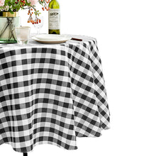 Load image into Gallery viewer, Gymax 2Pcs Black&White Gingham Checkered Tablecloth 90'' Polyester Linen Wedding Party