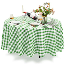 Load image into Gallery viewer, Gymax 2Pcs Green&White Gingham Checkered Tablecloth 90'' Polyester Linen Wedding Party