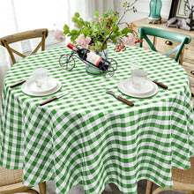 Load image into Gallery viewer, Gymax 2Pcs Green&White Gingham Checkered Tablecloth 90'' Polyester Linen Wedding Party