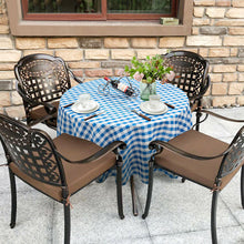 Load image into Gallery viewer, Gymax 2Pcs Blue & White Gingham Checkered Tablecloth 90'' Polyester Linen Wedding Party