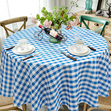Load image into Gallery viewer, Gymax 2Pcs Blue & White Gingham Checkered Tablecloth 90'' Polyester Linen Wedding Party