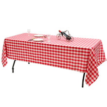 Load image into Gallery viewer, Gymax 10Pcs 60''x126'' Rectangular Polyester Tablecloth Red & White Checker Party