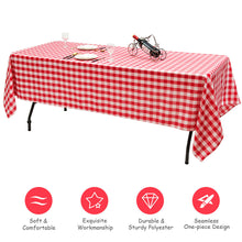Load image into Gallery viewer, Gymax 10Pcs 60''x126'' Rectangular Polyester Tablecloth Red & White Checker Party