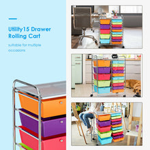 Load image into Gallery viewer, Gymax 15 Drawer Rolling Storage Cart Opaque Multicolor Drawers Home