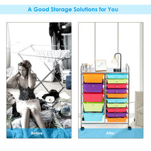 Load image into Gallery viewer, Gymax 15 Drawer Rolling Storage Cart Opaque Multicolor Drawers Home