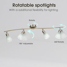Load image into Gallery viewer, Gymax Rotatable 4-Light Track Light Glass Shade Chandelier Spotlight
