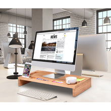 Load image into Gallery viewer, Gymax Bamboo Monitor Stand Riser Storage Organizer Laptop Desktop