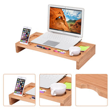 Load image into Gallery viewer, Gymax Bamboo Monitor Stand Riser Storage Organizer Laptop Desktop